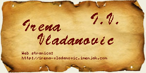 Irena Vladanović vizit kartica